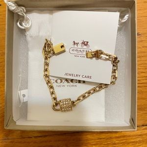 NWT Gold Coach Lock Charm Bracelet